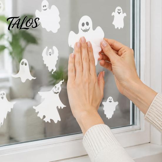 Removable Glass Decals Halloween Ghost Window Clings, Static Stickers, Waterproof Easy Application Stickers Decals, Spooky Home Decor for Indoor