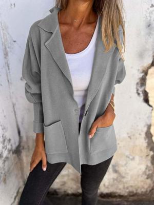 2024 Autumn/Winter Women's Versatile Turn-Down Collar Pocket Jacket
