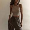 Damen T-Shirt mit V-Ausschnitt, ärmellos, Streifenmuster, für Damen, T-Shirt, Street-Strickmode