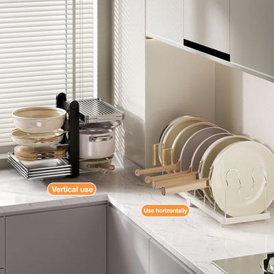 Závěsný stojan na hrnce Nerezový dělič Rozšiřitelný design Nastavitelný organizér na víka Úložný regál do kuchyňské skříňky Držák na víka hrnců