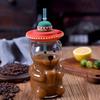 Niedlicher Bär Glasbecher für Kinder Hochtemperaturbeständige Transparente Gläser mit Strohhalmdeckeln Kaffeetassen Getränke Trinkgeschirr Geschenk