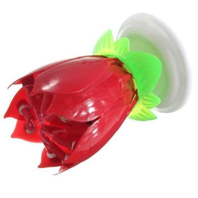 Musical Rotating Lotus Flower Birthday Candle Soiree Cake Wedding Red L03032 - U