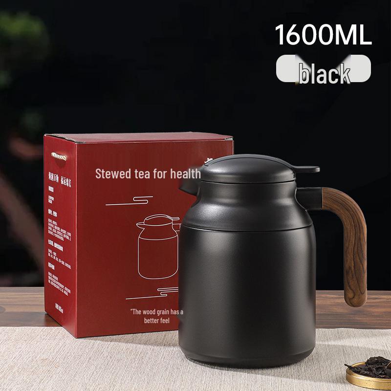 316 Stainless Steel Smart Insulated Teapot with Temperature Display, Tea Separator, and Wood Grain Handle - Large Capacity.