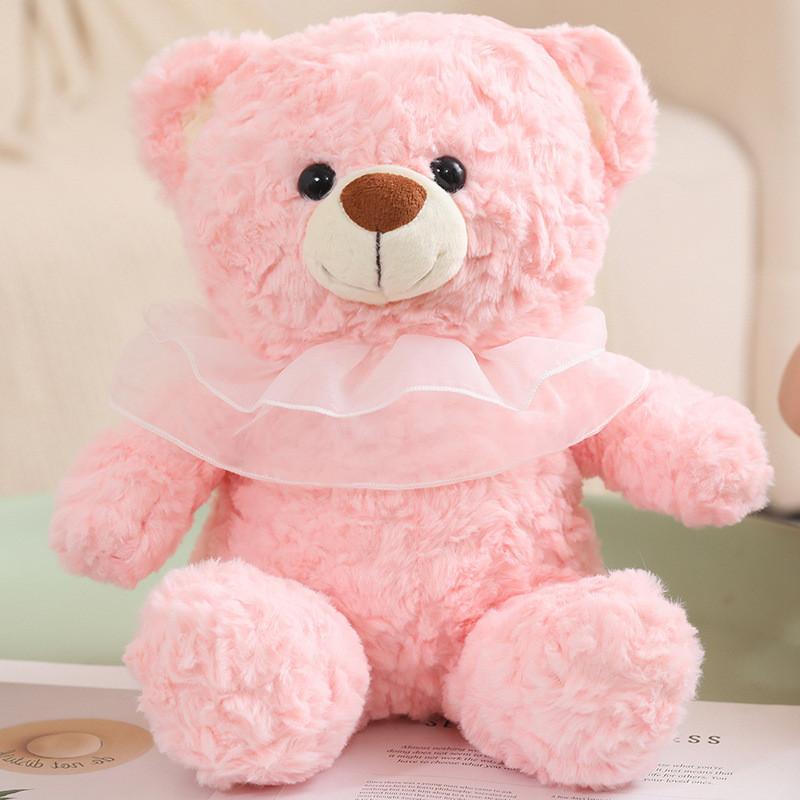 Teddy Bear Plush Toy With Mesh Scarf Decoration For Kids Birthday Gift And Cuddle