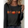 Autumn and Winter Ladies 3D Printed Crew Neck Long Sleeve T-Shirt Halloween Wear