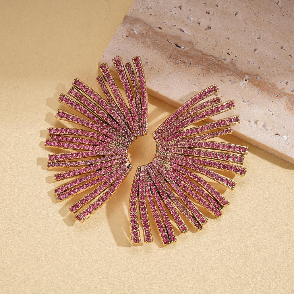 Boucles d'oreilles aiguille en acier géométriques exagérées style européen et américain serties de diamants boucles d'oreilles de luxe léger niche