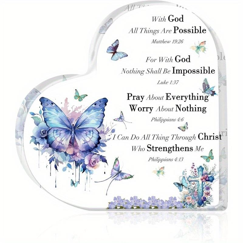 

Purple Butterfly Christian Gift - Inspiring Bible Verse Desk Decor for Women чистый