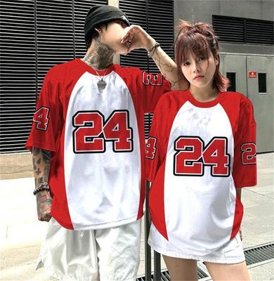 1 Piece Number Letter Printed Jersey T-Shirt Fan Culture Shirt Men's T-Shirt Street Short Sleeved High Street Hip Hop Oversize T Shirt