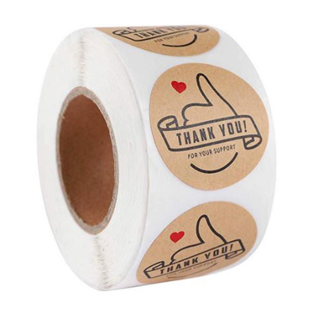 500pcs 1inch Kraft paper Thank You Stickers Seal Labels Small Business Supplies Handmade With Love Stickers Cute Stationery