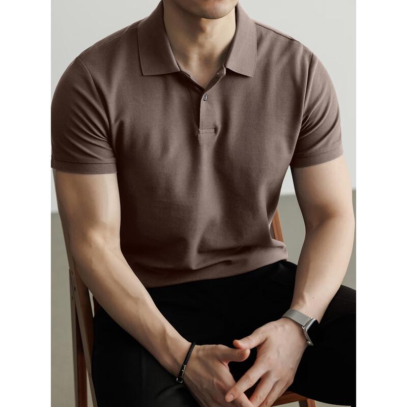 Hengyuanxiang Herren-Polohemd aus reiner Baumwolle, nahtlos