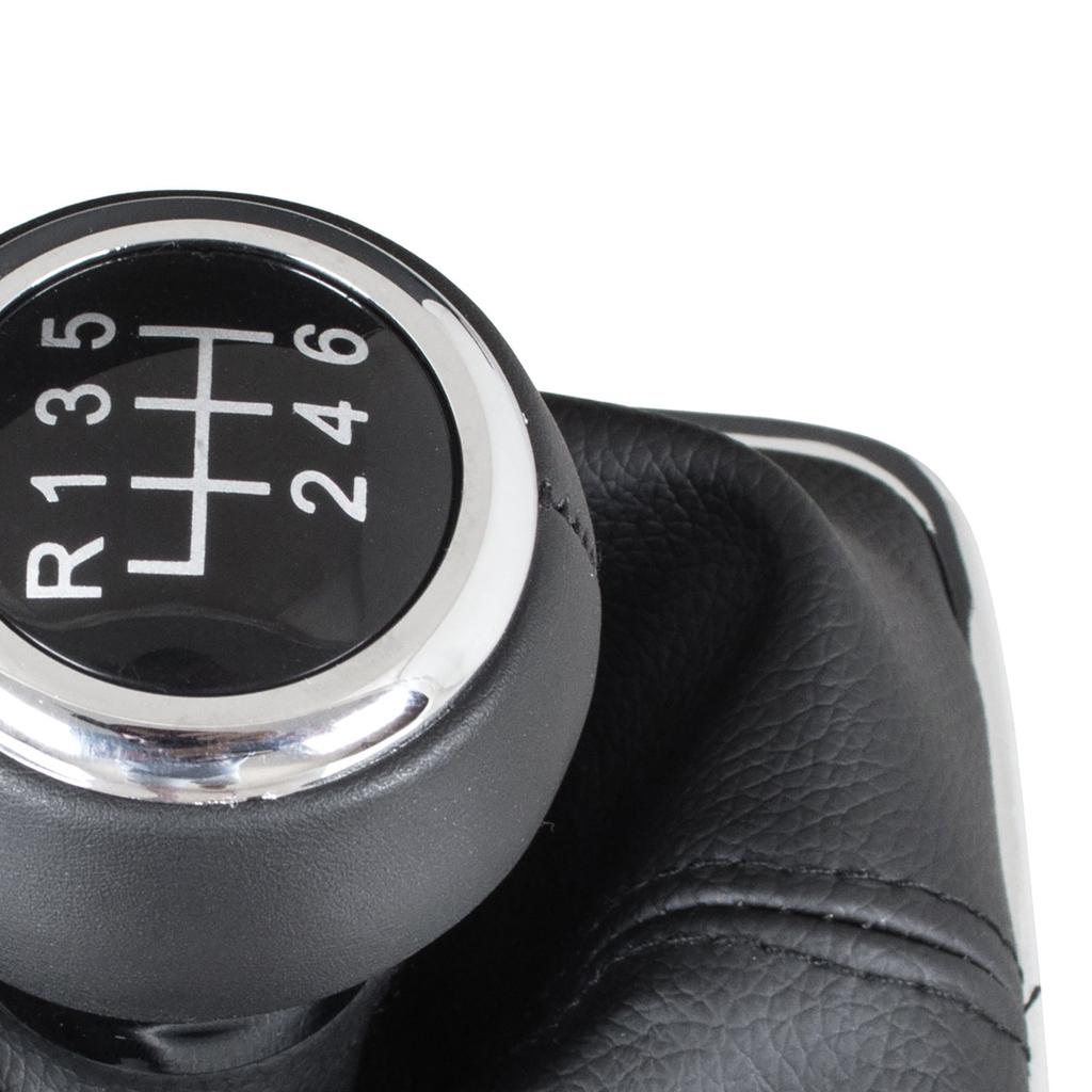 VW Passat B6 05-10 Gear Shift Knob Black + Black Gaiter with Chrome Frame, 6-Speed