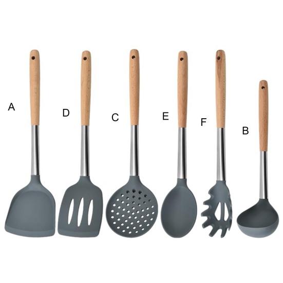 Cooking Spatula with Hole Heat-resistant Beech Non-stick Colander Spoon Spatula Kitchen Utensils