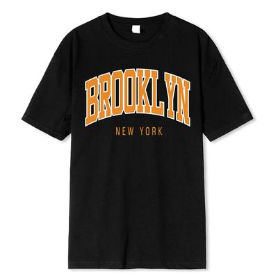 Brooklyn New York Hip Hop Funny Printing Male Tshirt Summer Loose 100% Cotton T Shirt Breathable Shoulder Drop Tee Clothes Man