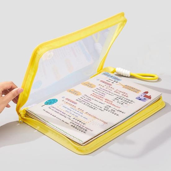 A4 Zipper Pouch File Bag Transparent Document Organizer with Handle Letter Size File Folder for Office School Travel Supplies