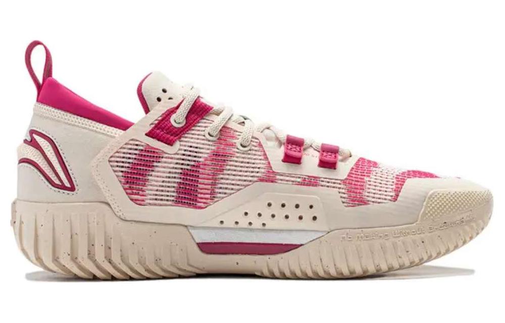 Li Ning BadFive 3 Low top Basketball Shoes Men's Beige White Pink ABFU005-7