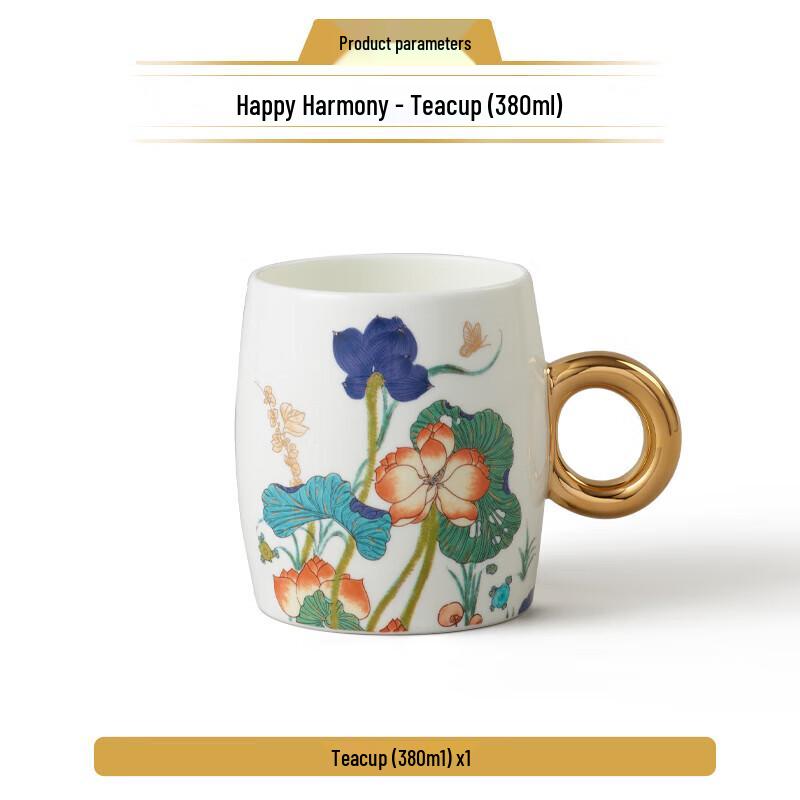 Auratic Happiness & Harmony Ceramic Teacup with Handle