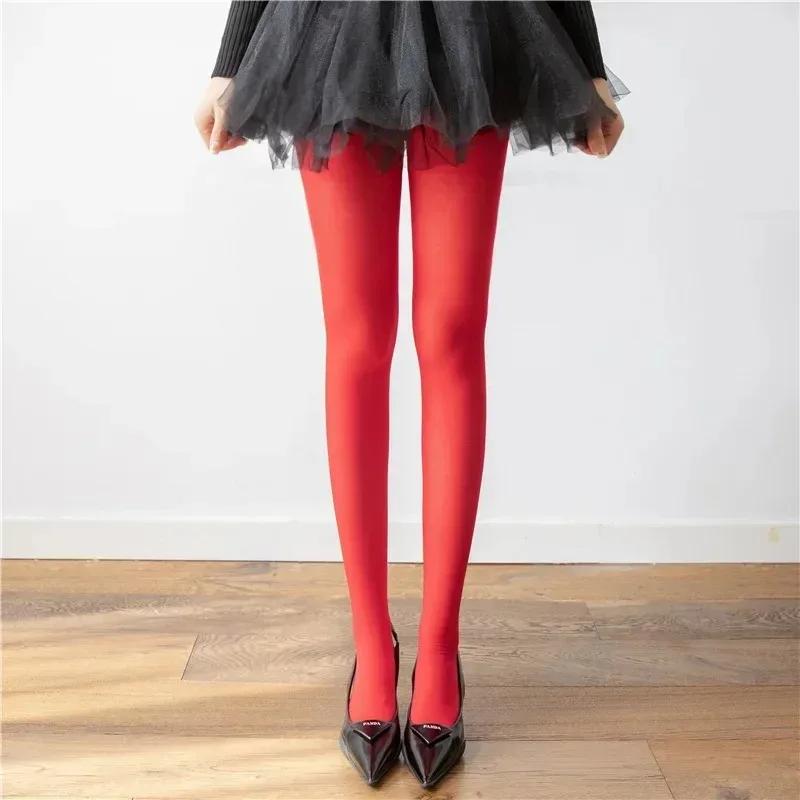 Women's Tights Slim Stockings Pantyhose Super Elastic Large Size Leggings Red Women's Media Sexy Tights Spring Autumn Winter