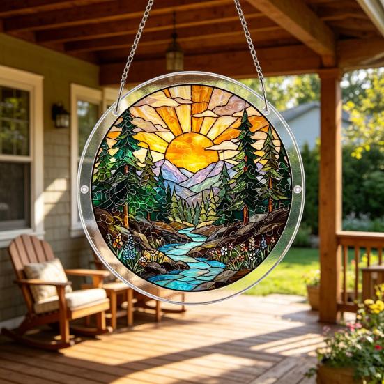 Acrylic Puzzle Suncatcher Stained Glass Effect Window Hanging Ornament DIY Art Puzzle Sun Catcher Kit for Home Garden Decor