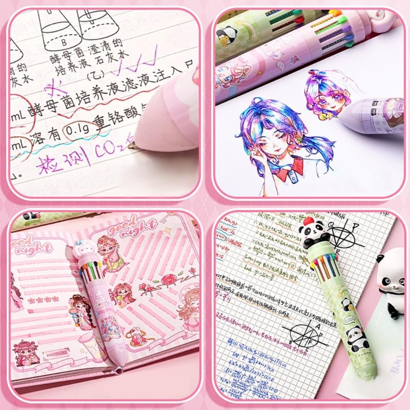 Pack of 4 10 in 1 12 in 1 Retractable Ballpoint Pens with 0.5mm Fine Tip Multicolor For School Office and Art Projects