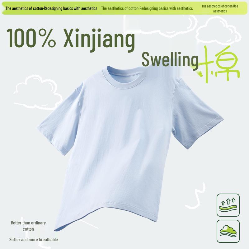 Aesthetics of Cotton: Unisex Summer Heavyweight Pure Cotton Three-Piece Short Sleeve T-Shirt Set, Basic Solid Colors