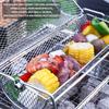 Heavy Duty Stainless Steel Outdoor Rolling Grill Basket Rotatable Barbecue Mesh Cage Practical Roasting Accessory For Camping