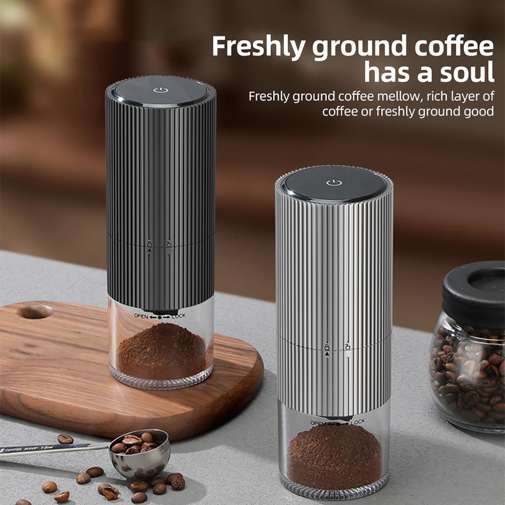 Portable Electric Burr Coffee Grinder Type-C Rechargeable Stainless Steel Core Cordless Burr Grinder with Multi Grind Setting LED Display Touchscreen