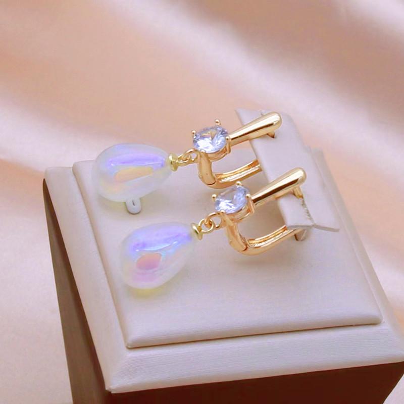 Shiny New Imitation Trendy White Pearl Drop Earrings For Women Fashion Zircon Earring Jewelry Party Accessories