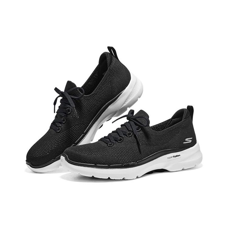 Skechers Go Walk 6 Tessuto Hyper Burst alla Moda Comode Scarpe Casual Basse Sneakers da Donna Nero Bianco 896136-BKW