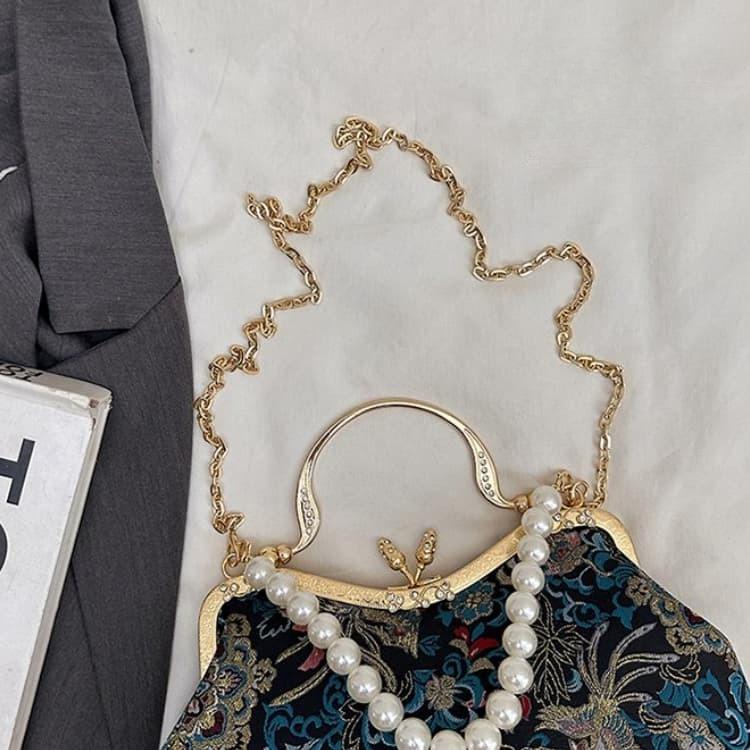 National Style Embroidered Brocade Mouth Gold Bag Women's Banquet Handbag