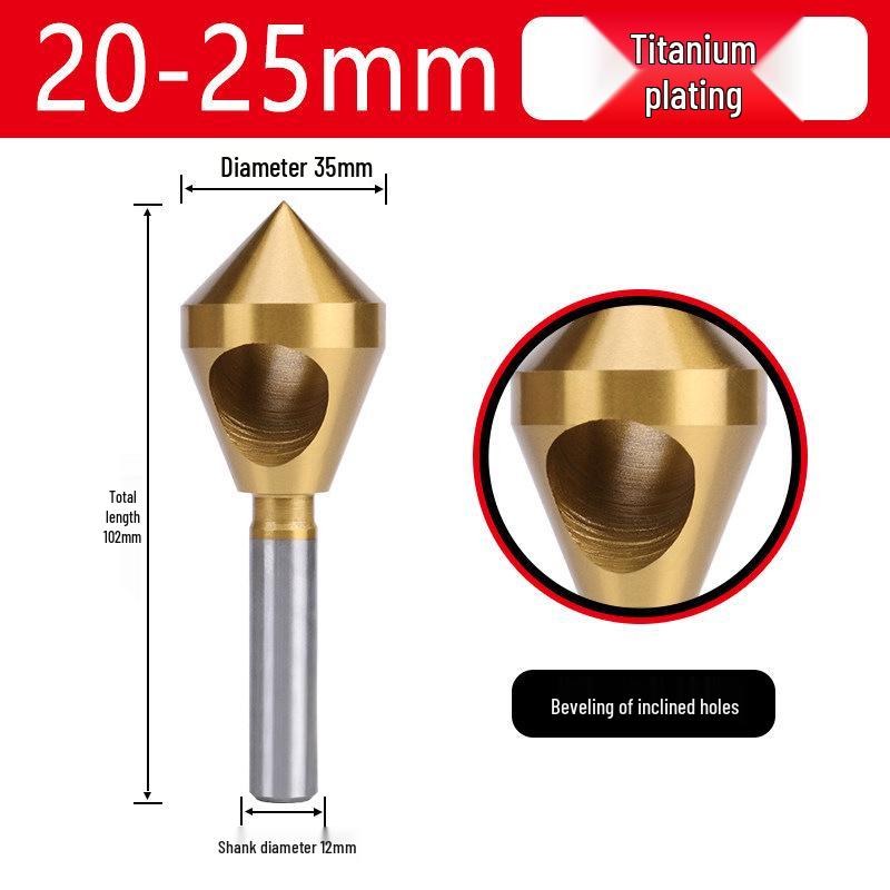 90° Straight Shank Oblique Hole Chamfering Tool with Titanium Cobalt-Plated Stainless Steel Drill Bit for Aluminum Alloy Deburring.