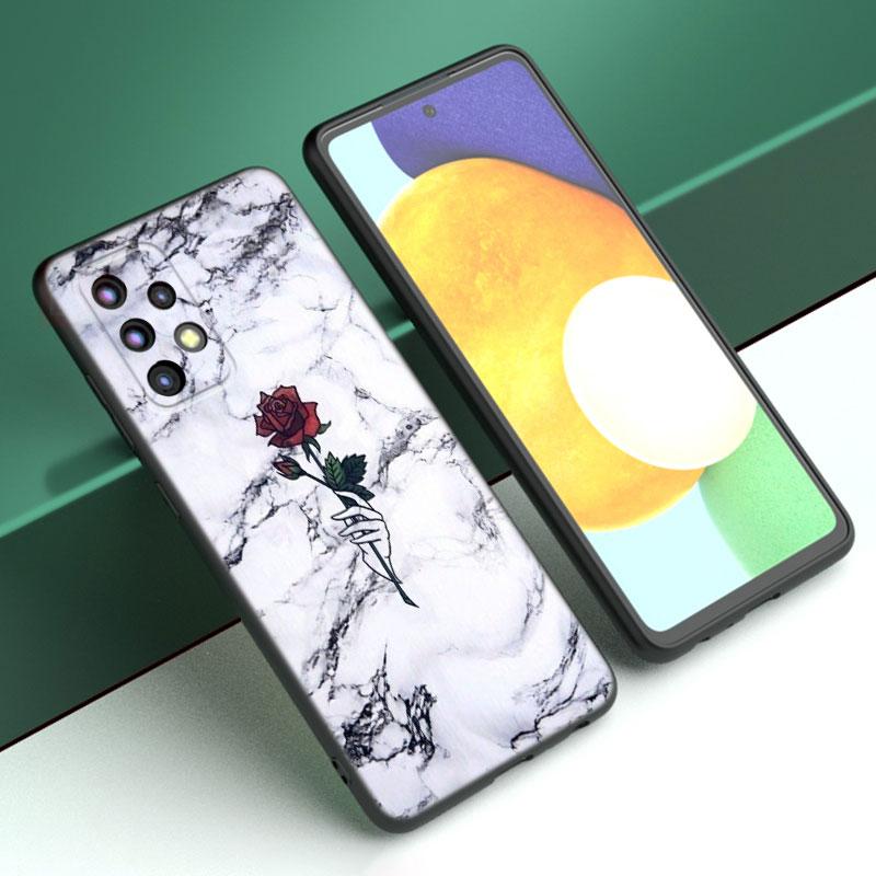 Schwarz-weißer Marmor-Fall für Samsung A04 A21 A30 A50 A52 S A13 A14 A22 A23 A32 A53 A73 5G A11 A12 A31 A33 A51 A70 A71 A72