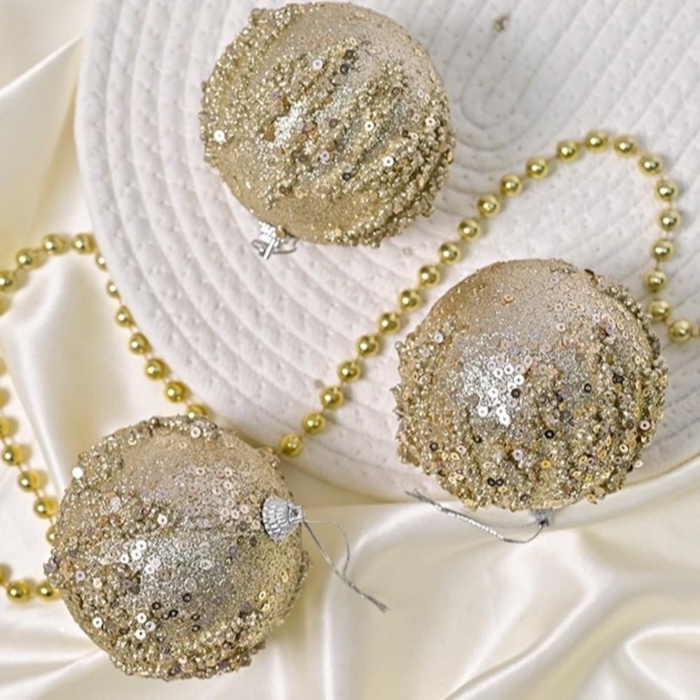 8cm Christmas Hanging Balls Champagne Xmas Balls Pendant Christmas Spheres Pendant Home Decor