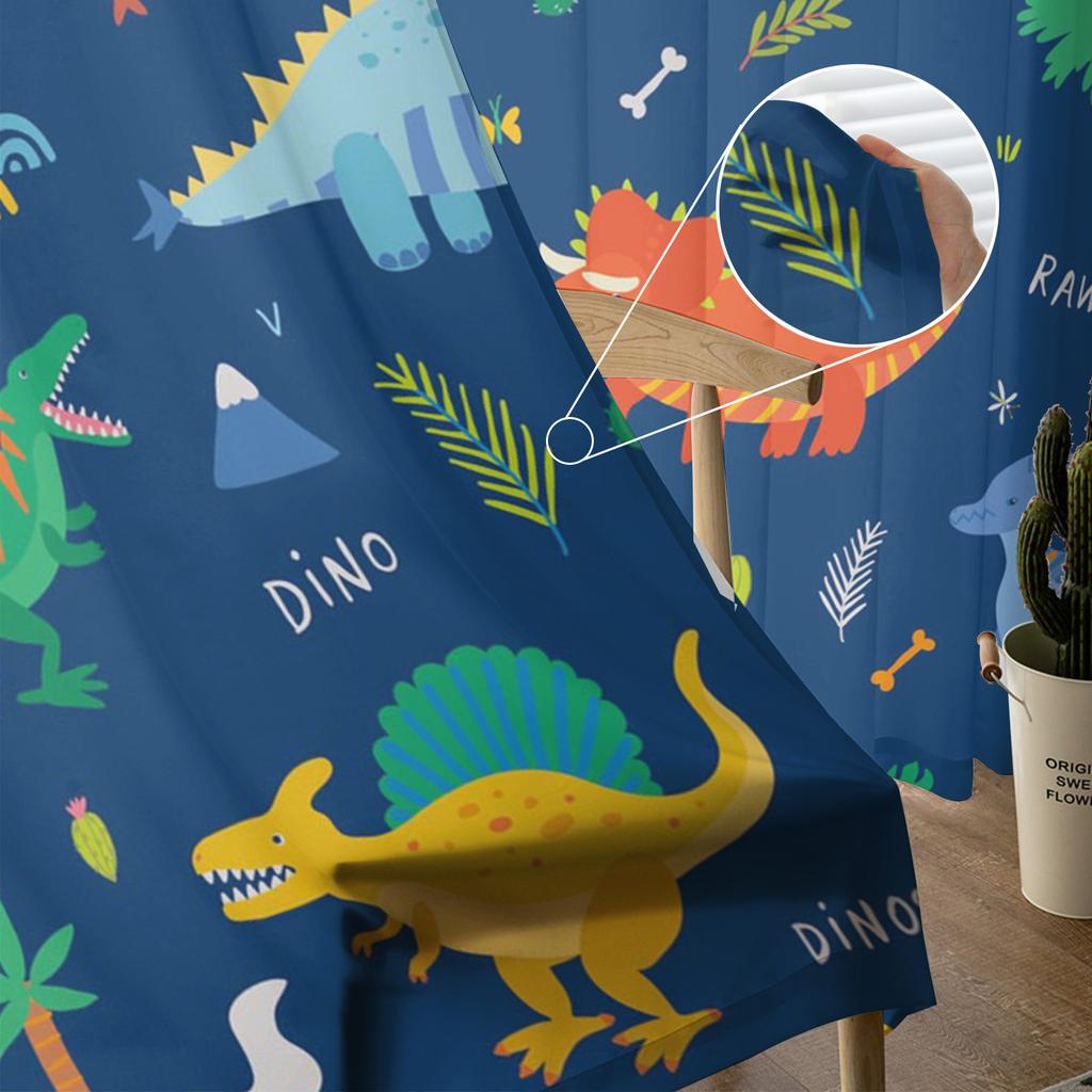 Kolorowe Kreskówkowe Dinozaury Niebieskie Przezroczyste Zasłony do Dekoracji Salonu Zasłony Okienne Kuchnia Tiul Woal Organza Zasłony