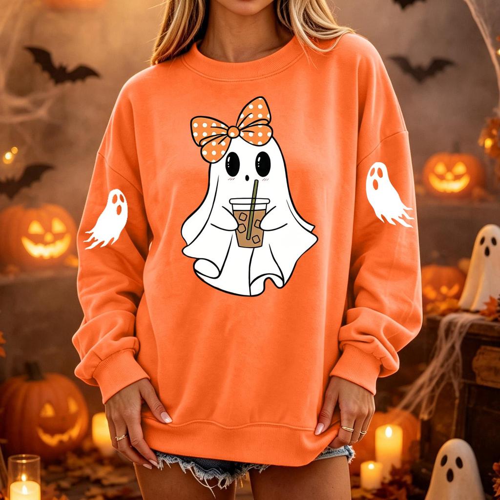 Women's Pullover Sweatshirt, Casual Long Sleeve Neck Loose Fit Color Top