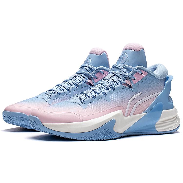 New LiNing Speed 1.0 High Durable Breathable High Top Basketball Shoes Blue Pink ABAS097-5
