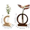 Home Decoration Hydroponic Flower Pot Wooden Small Glass Vase Decorative Vase  Desktop Decor