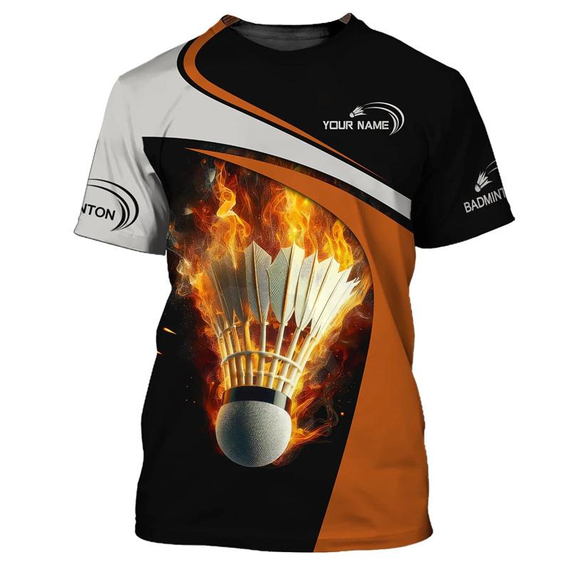 Badminton Sport T-shirt Men's Clothing Cool Novel 3D Print Sports Quick Dry Short Sleeve T Shirts Summer Gym Fitness Custom Tee