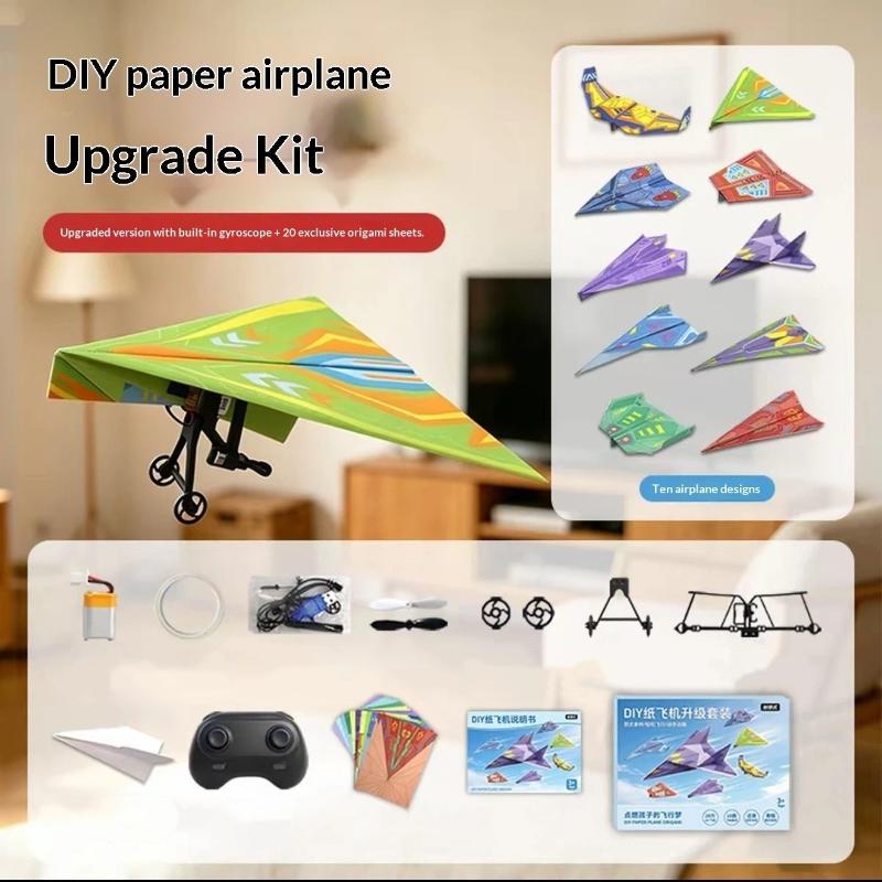 Remote Control Paper Airplane Kit With Gyro Stabilizer Diy Electric Rc Plane Power Module Paper Aircraft Transmitter Component