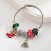 New Christmas Elements Holiday Bangle: Stainless Steel Bracelet with Santa Claus, Christmas Tree, Candy Cane, and Boots Accessories