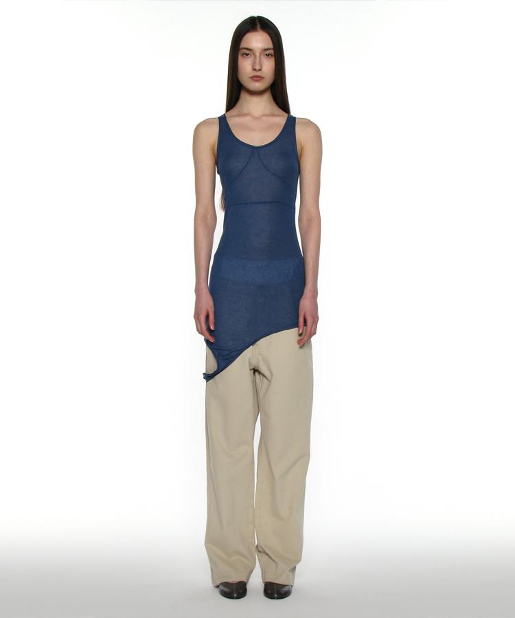 Partimento Woman Pwc Sheer Transform Sleeveless Dress_Blue