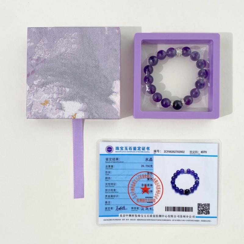 New Chinese Style Natural Citrine Beaded Bracelet Stackable Amethyst Hand Jewelry