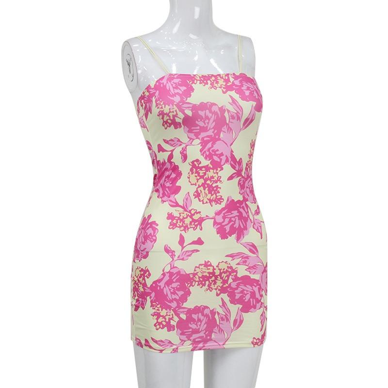 

Женское платье с ярким принтом, бретелькой через шею, глубоким вырезом, поясной сумкой и сексуальным шиком L красный