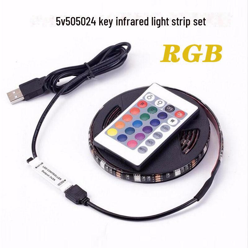 Sada RGB LED světelných pásků: 5V USB, 5050, 24tlačítkové dálkové ovládání a Bluetooth, podsvícení televizoru