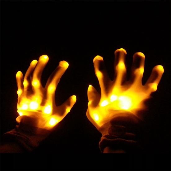 1 paio di guanti con dita illuminate a LED Decorazioni per la danza del costume di Natale di Halloween