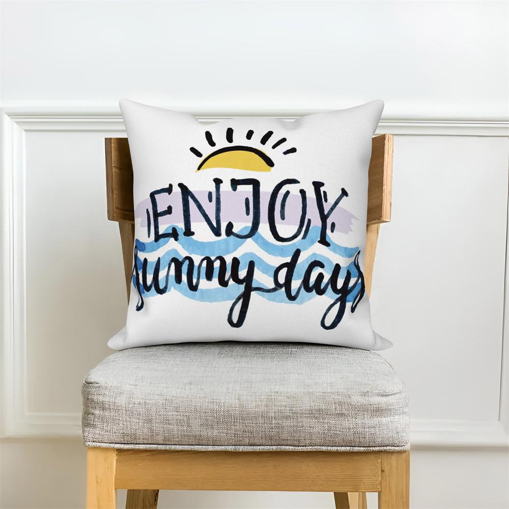 Home Sofa Office Cushion Pillowcase  Summer Vacation Alphabet Printed