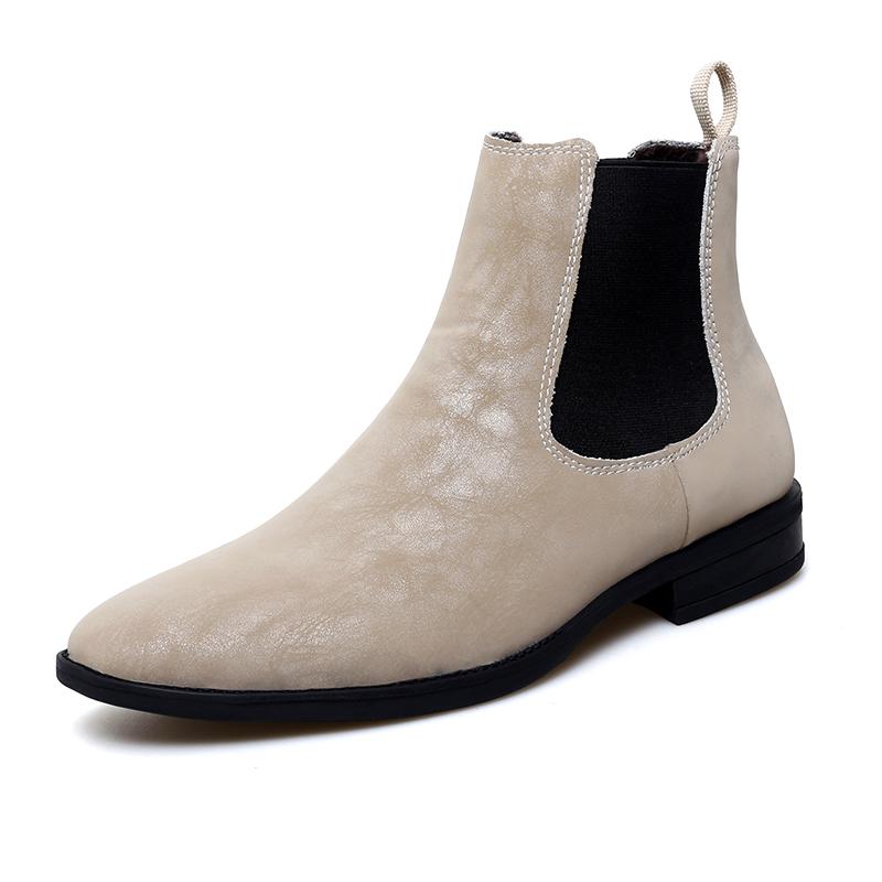 

Fashion British Style Men s High Top Short Boots Trendy New Men s Workwear Shoes Winter Velvet Business Cotton Shoes Thick Sole 37