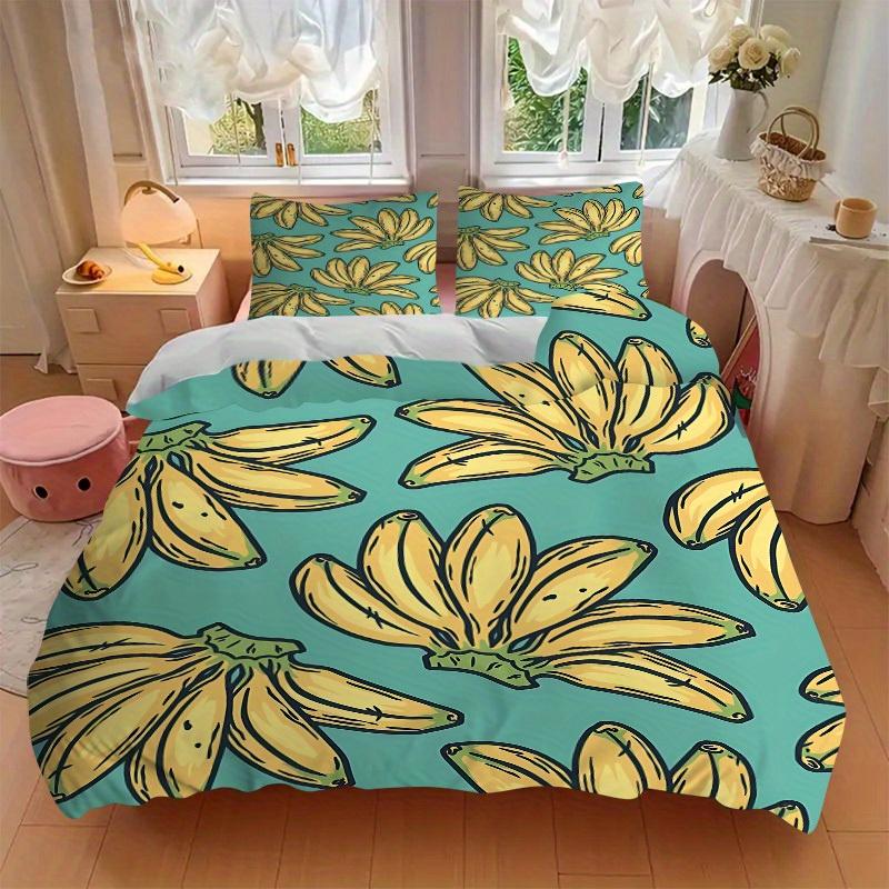 3pcs Banana Pattern Bedding Set, Breathable and Soft, Suitable for All Seasons, Ideal for Home Use, Suitable for Bedroom Decor 21115