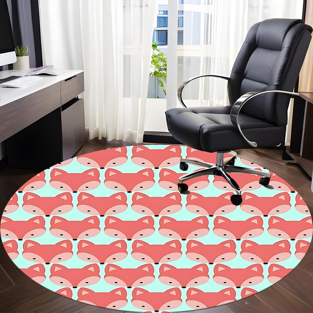 1pc Fox Pattern Chair Carpet for Office Non Slip, Machine Washable Rug for Office, Room Holiday Decor for Christmas, Birthday Polyester