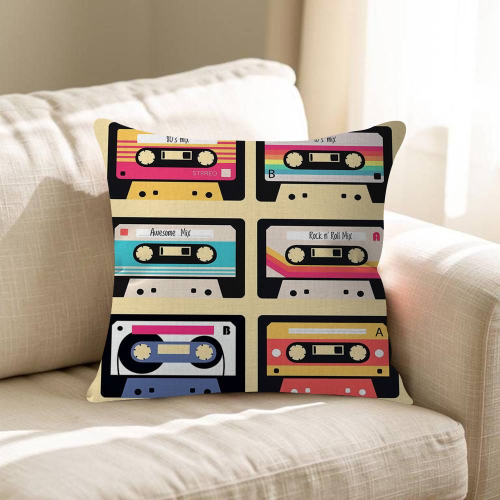 Magnetic Radio Tape Cassette Maple Design Cushion Cover Happy Autumn Harvest Decor Holiday Decorati Pillow Cover