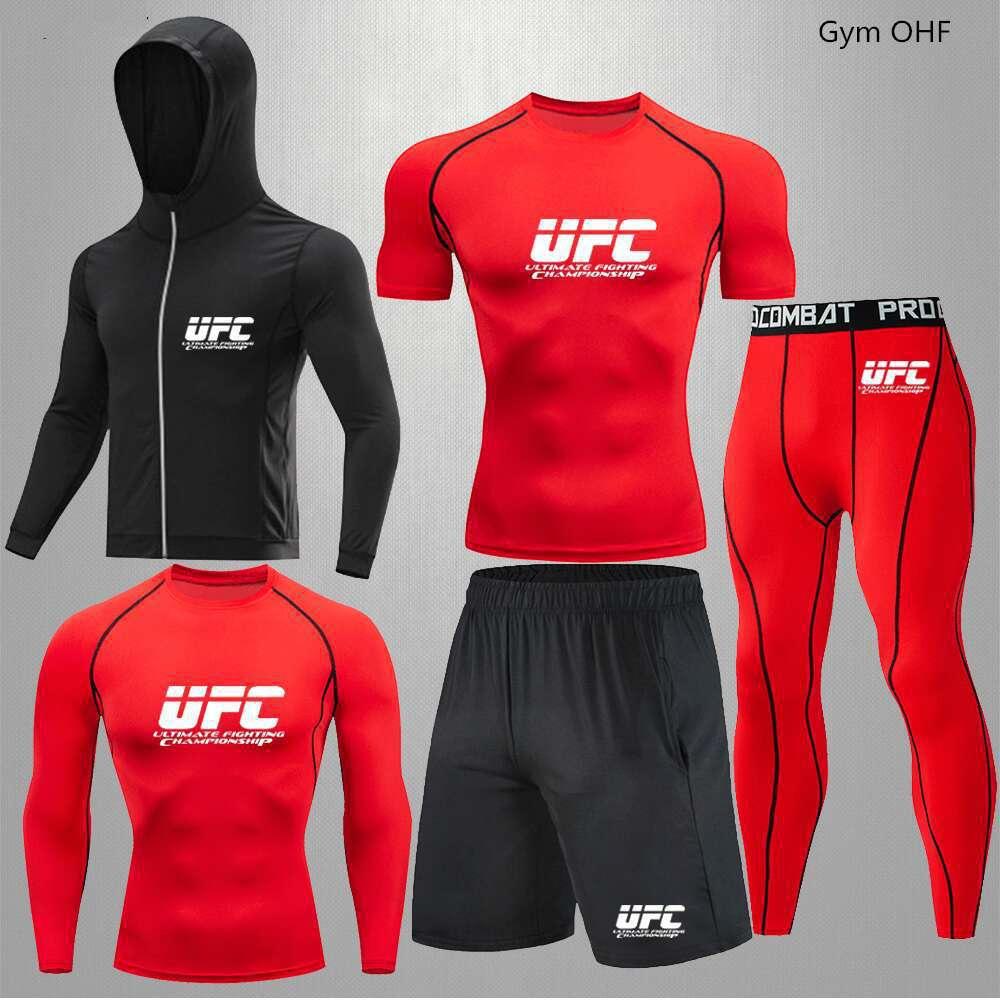 Herren 5-teiliges Cross-Training Kompressionsset - Hohe Elastizität, Schnelltrocknend, Atmungsaktiv für Boxen, Fitness, Laufen & UFC